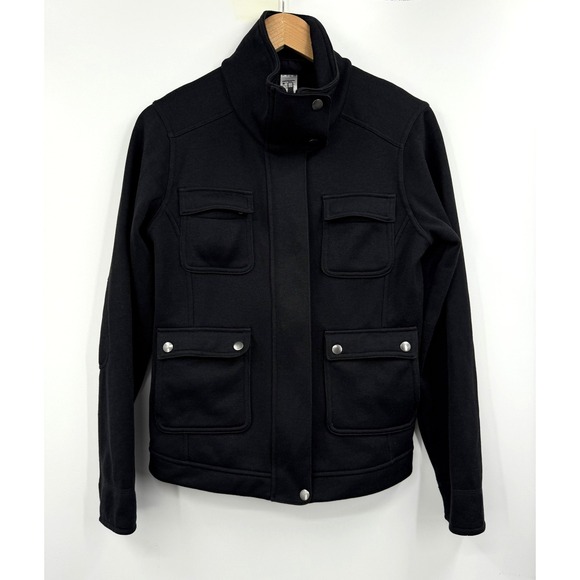 Patagonia Jackets & Blazers - Patagonia Jacket Womens Medium Black Fleece Collar Snap Pockets Elbow Patches